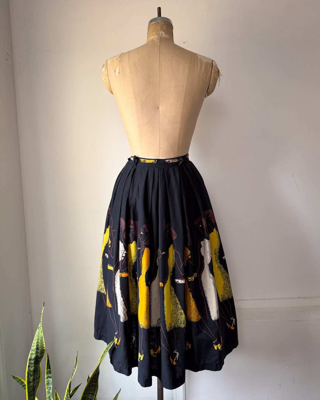 50s Hitchhiking Ladies Novelty Cotton Skirt / XS