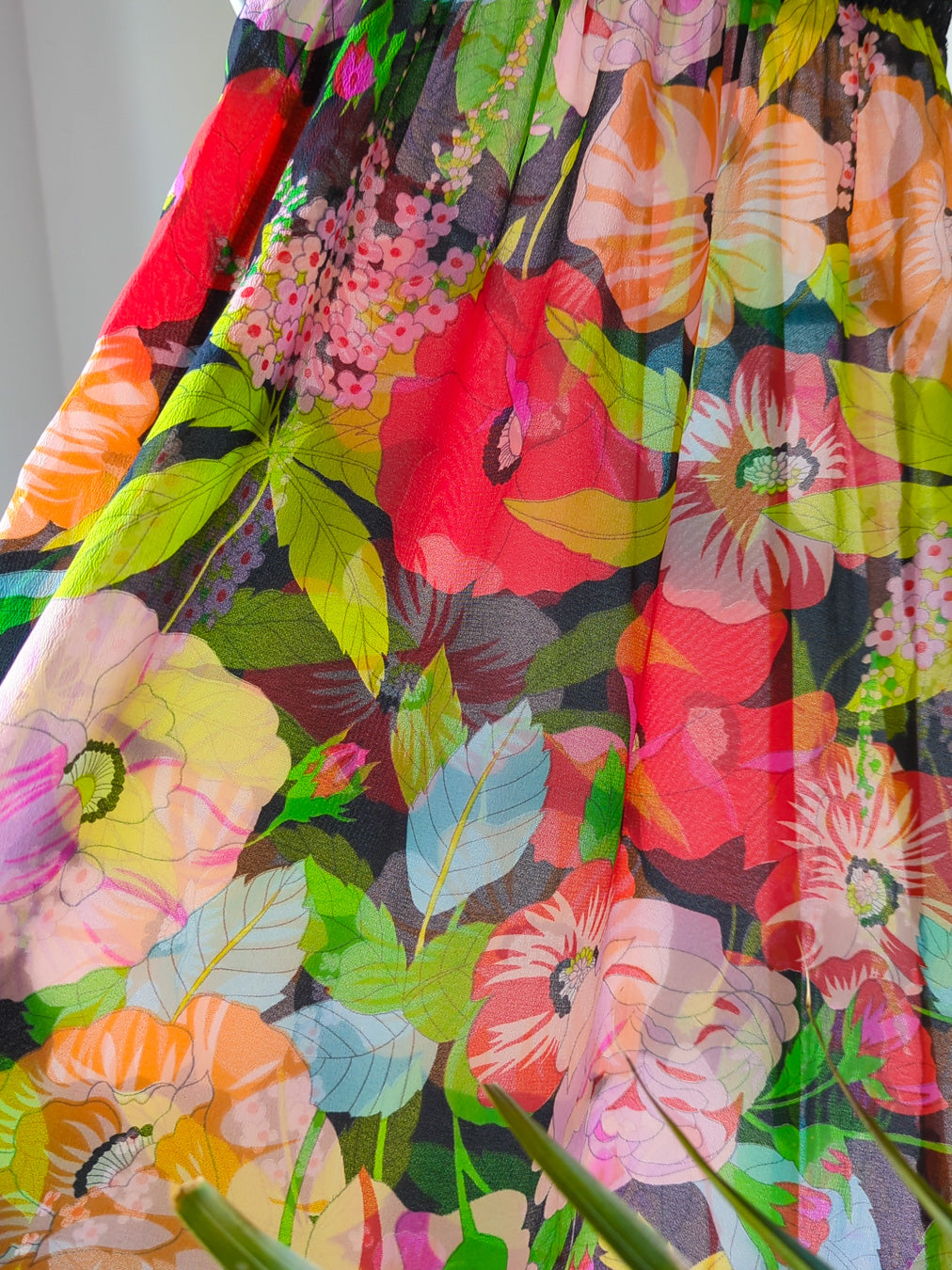 60s Sheer Rainbow Floral Slip Dress / XS-S