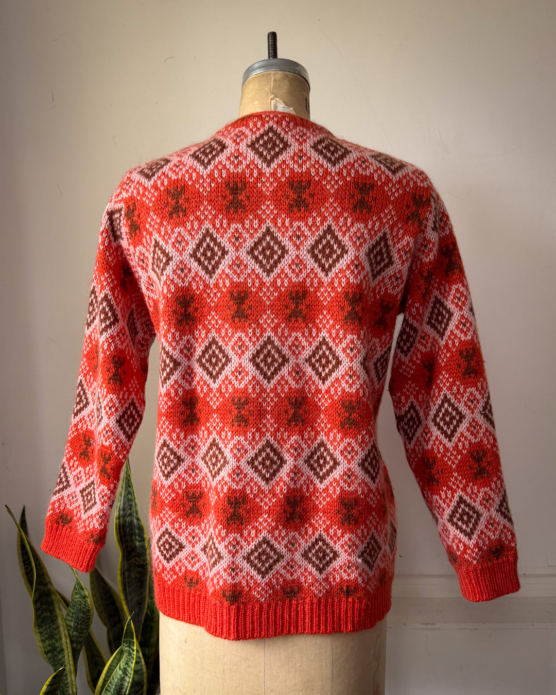 60s Colorful Soft Knit Cardigan / S