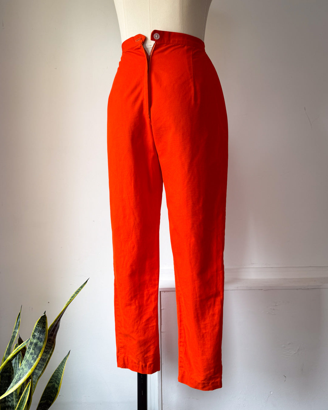 50s Orange Cotton Cigarette Pants / XS
