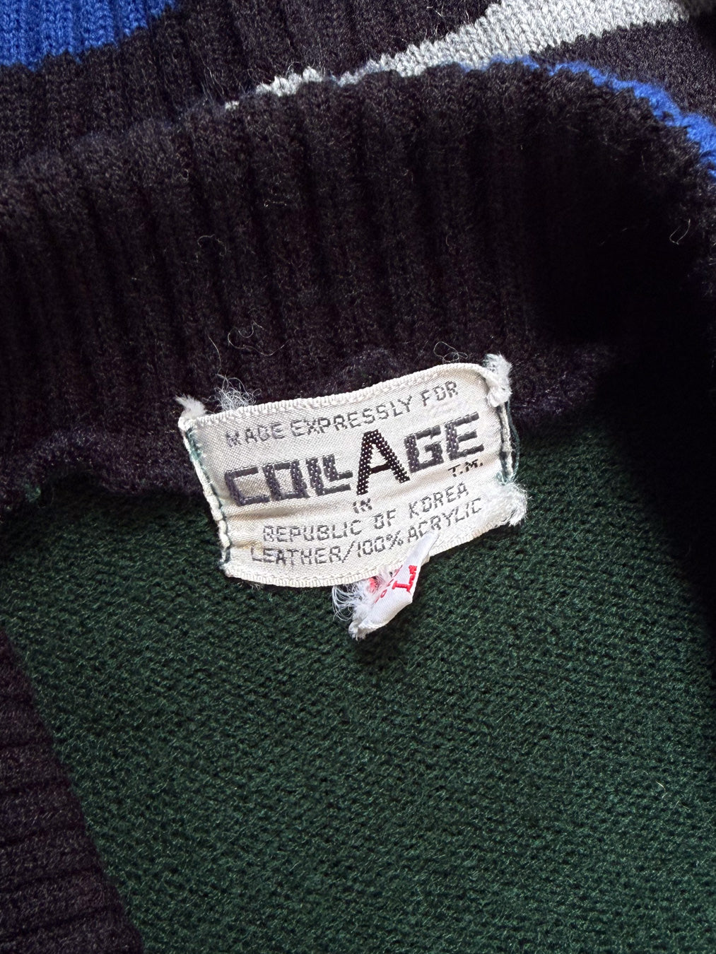 70s Collage Suede Sweater Jacket / S