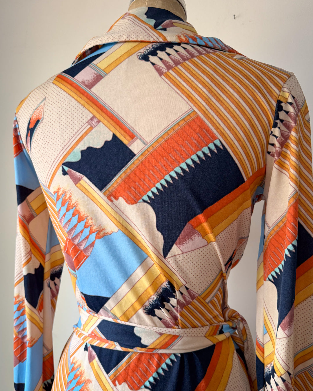 70s Novelty Pencils Pop Art Print Jersey Wrap Dress / M-L