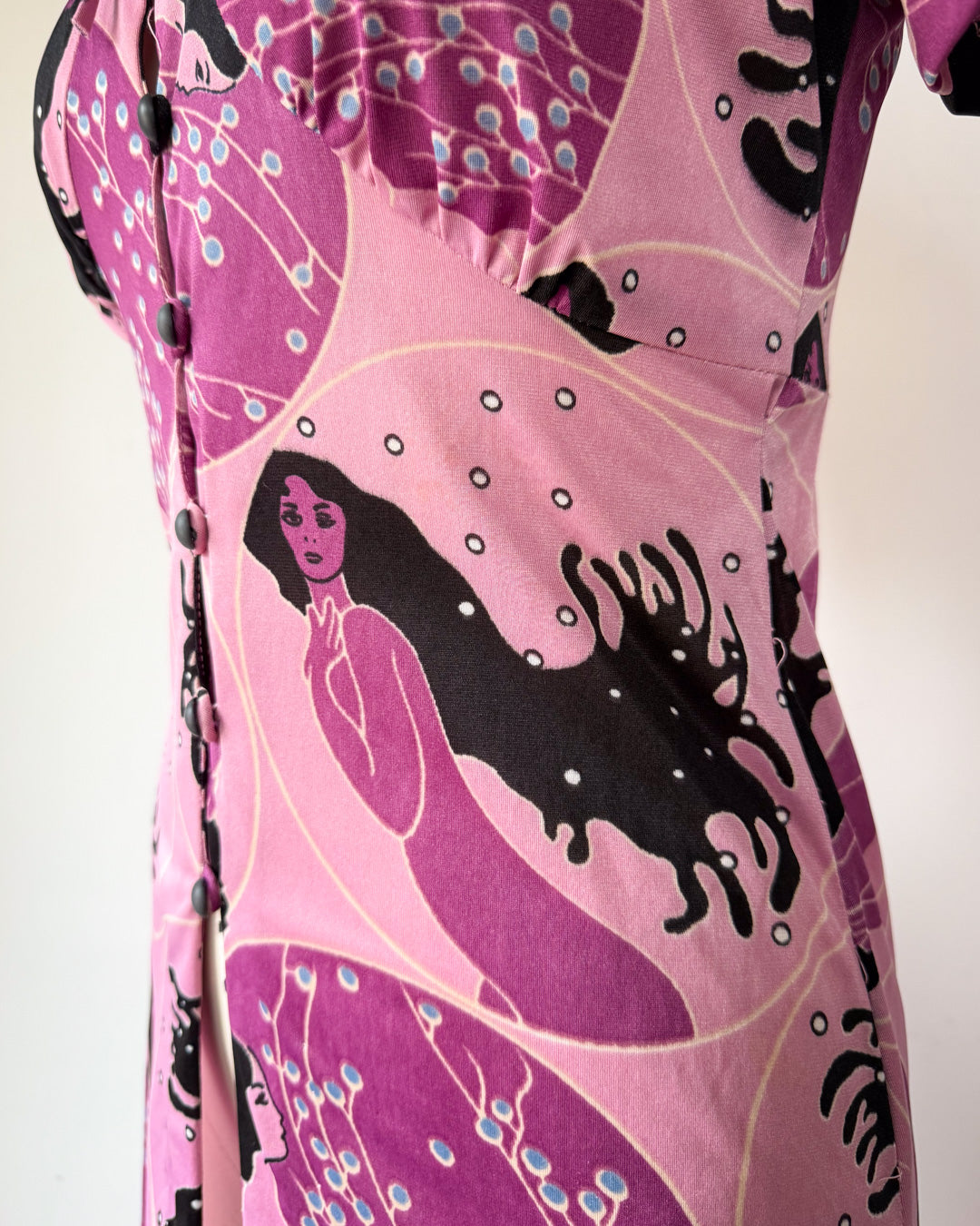 70s Novelty Nude Ladies Maxi Dress / XS-S
