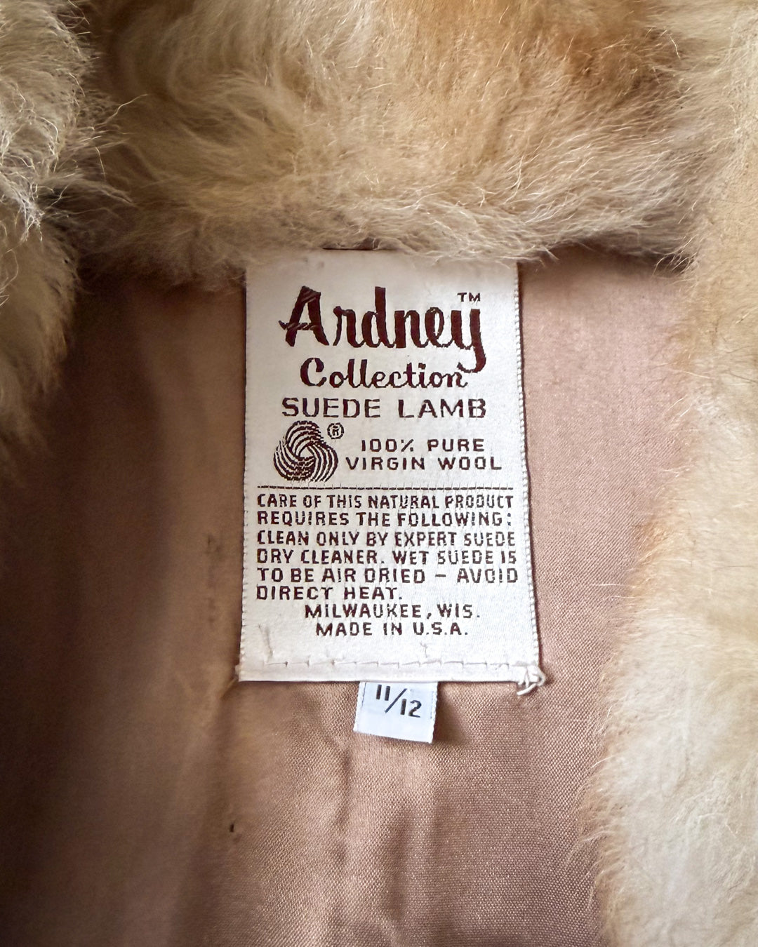 70s Natural Sheep Fur Coat / S-M