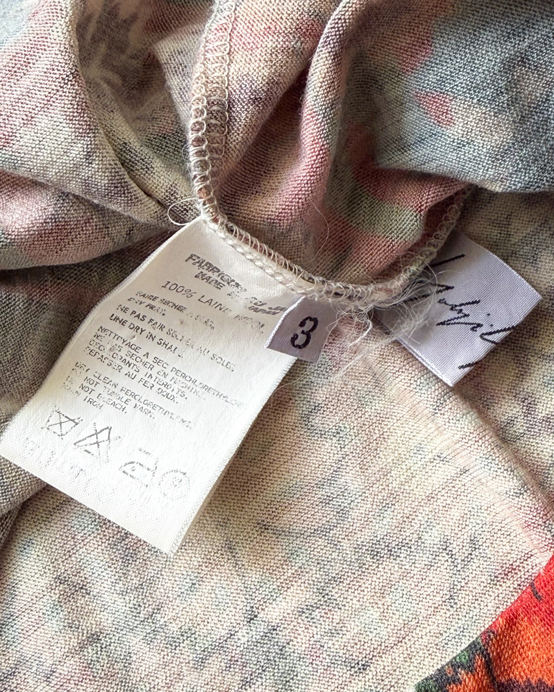 Rare 90s Yohji Yamamoto Floral Wool Turtleneck Sweater / M