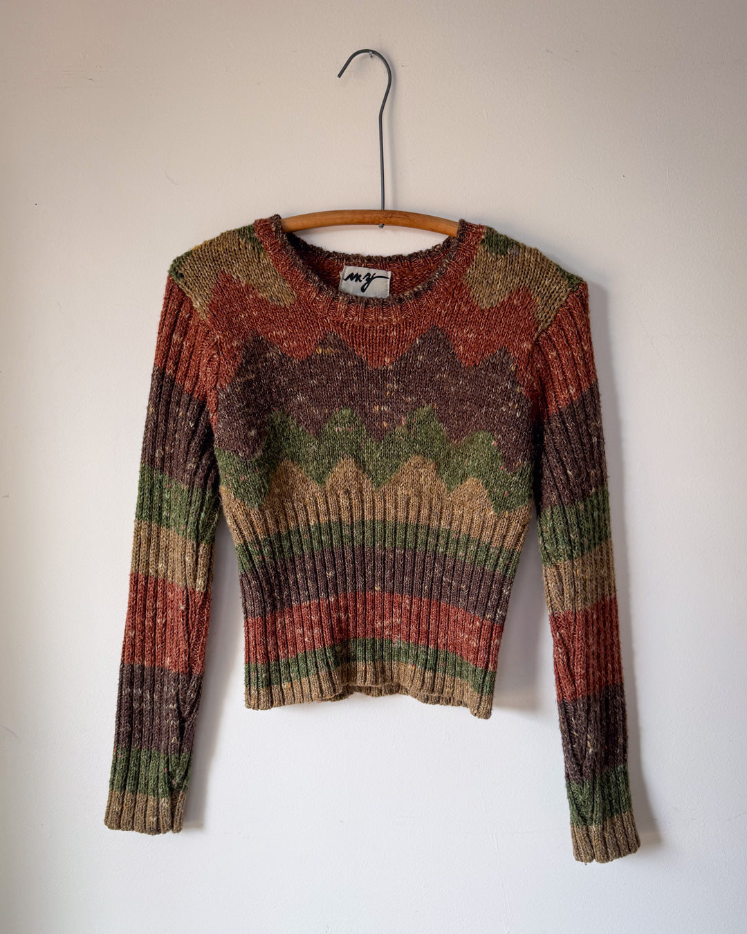 90s Speckle Knit Cropped Sweater / S-M