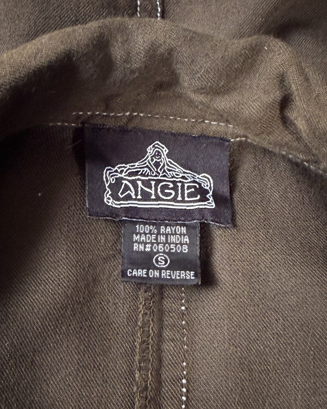 90s Olive Green Soft Rayon Drawstring Waist Shirt Jacket / S