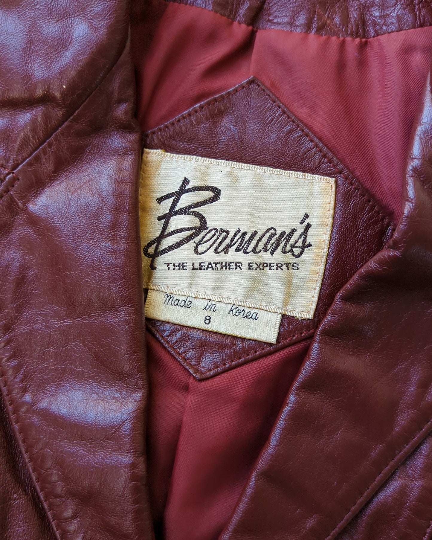 70s Oxblood Red Cropped Leather Jacket / XS-S
