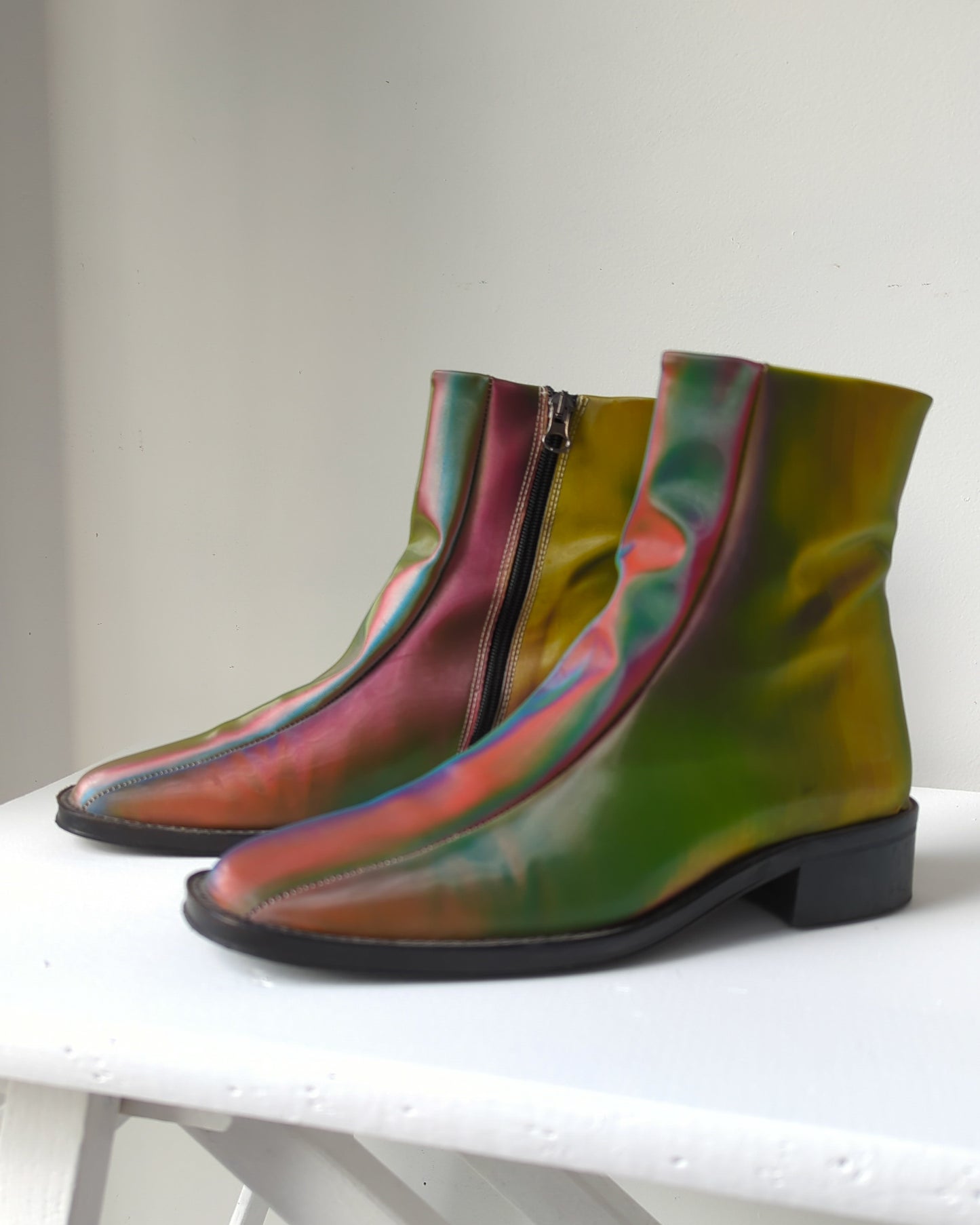 Rainbow Holographic Ankle Boots / 7.5