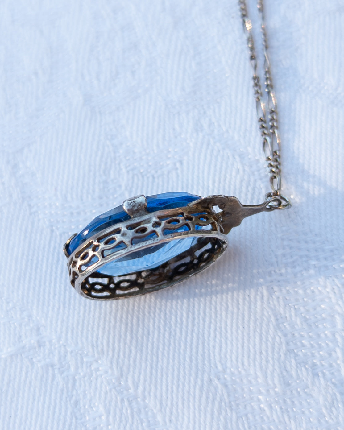 Antique Sterling Silver Czech Glass Necklace