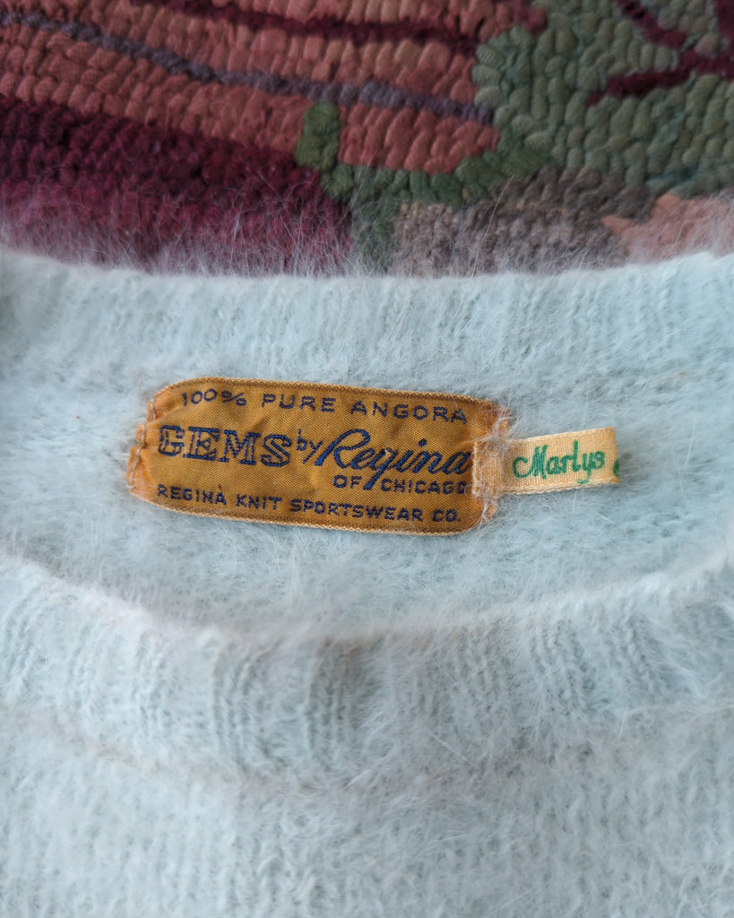Rare 30s "Gems by Regina" Blue Angora Knit Top