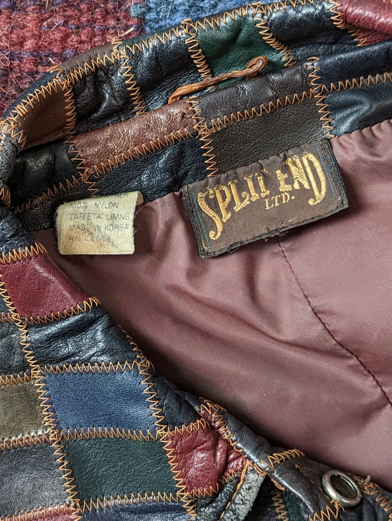 70s Muted Rainbow Patchwork Leather Jacket