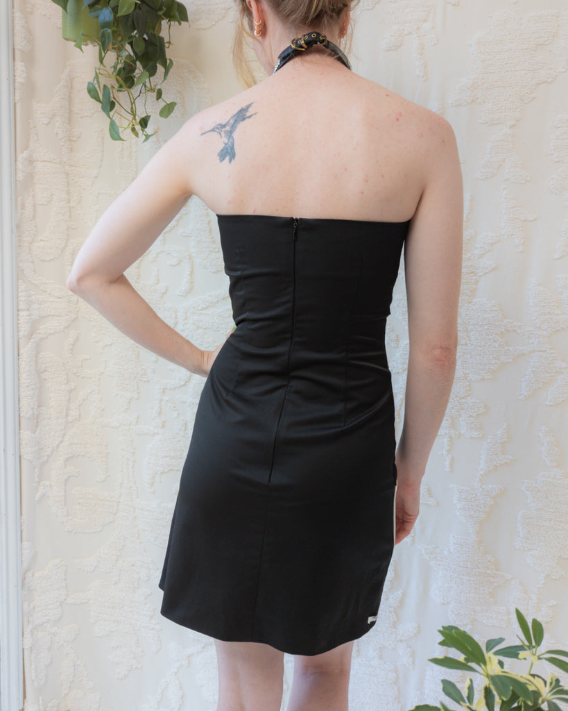 90s Avant Garde Applique Pocket Mini Dress