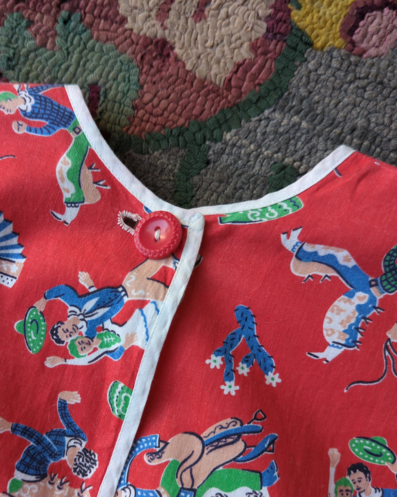 40s Novelty Print Smock Top