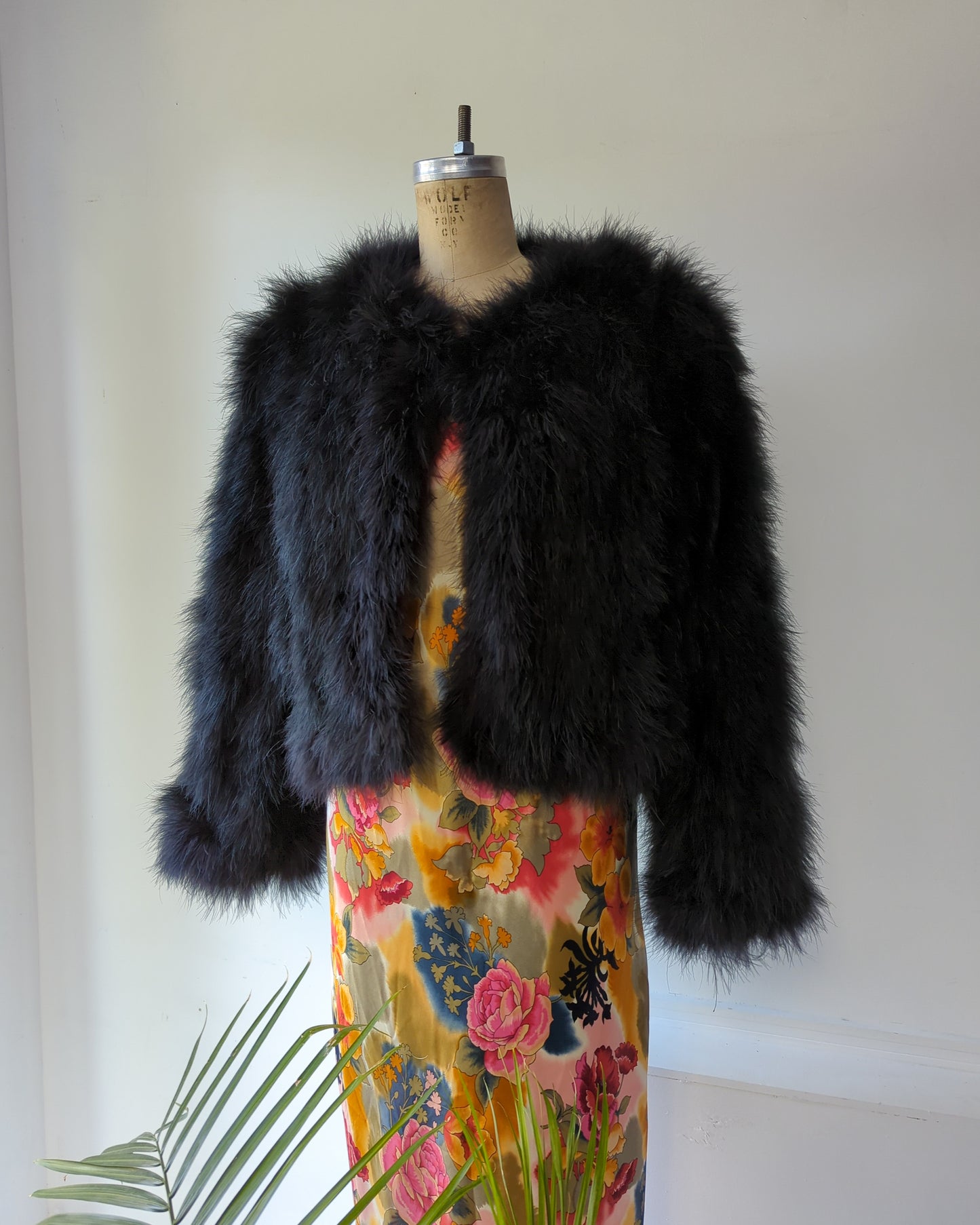 70s Black Marabou Feather Jacket