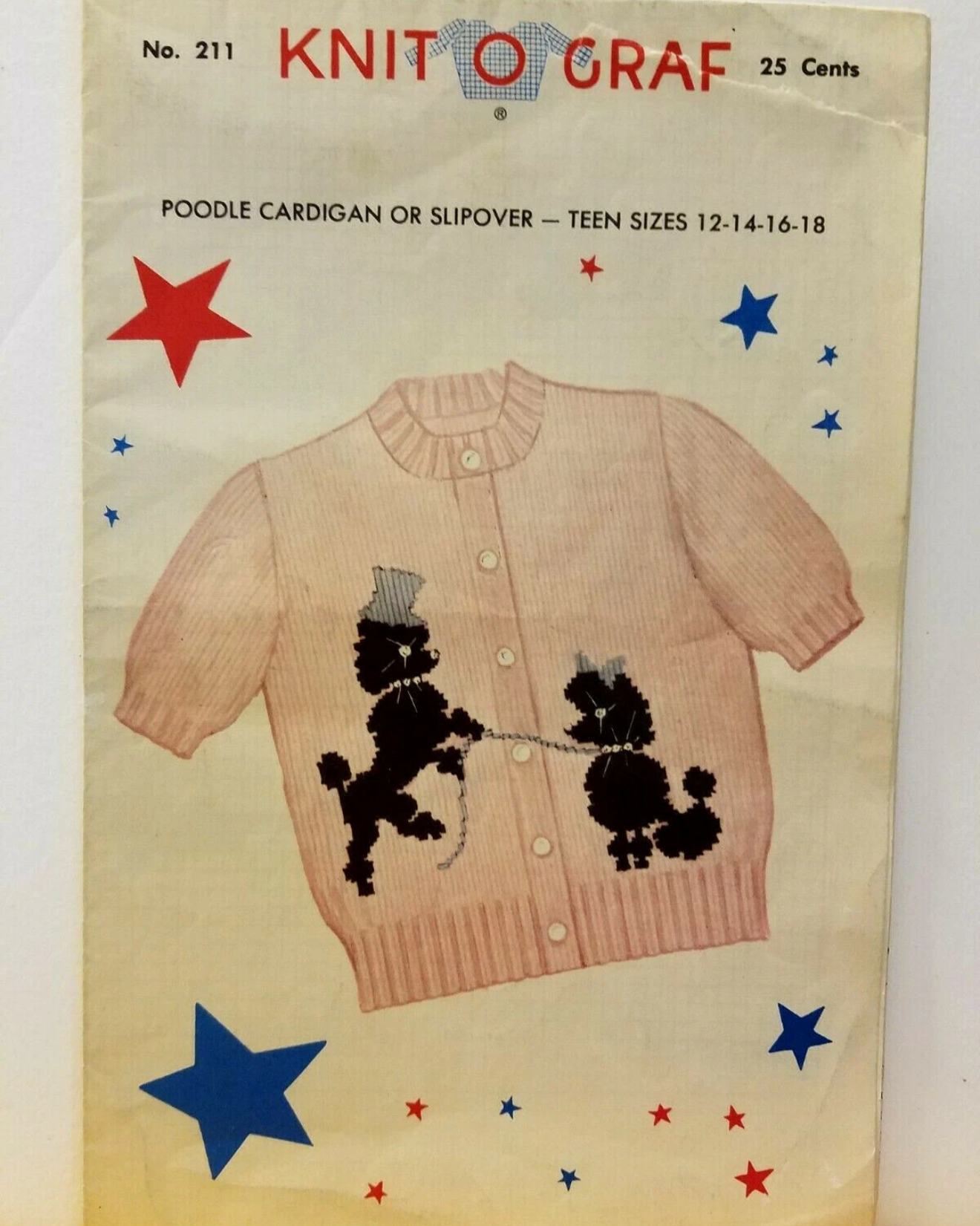 Rare 50s Novelty Poodle Sweater | M