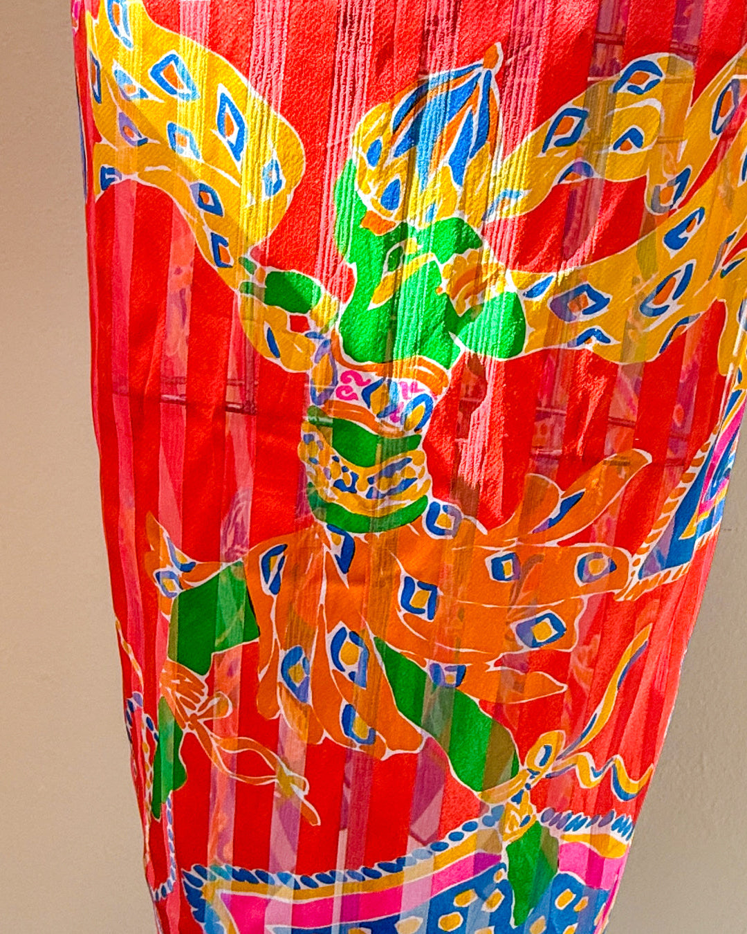 80s YSL Oversize Novelty Print Neon Circus Silk Scarf