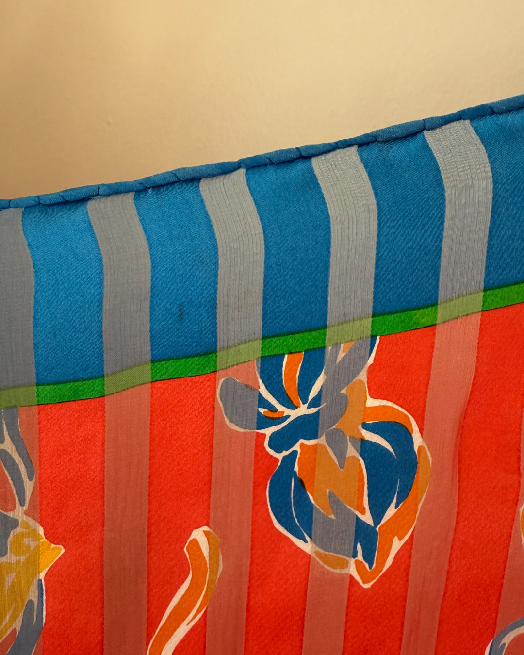 80s YSL Oversize Novelty Print Neon Circus Silk Scarf