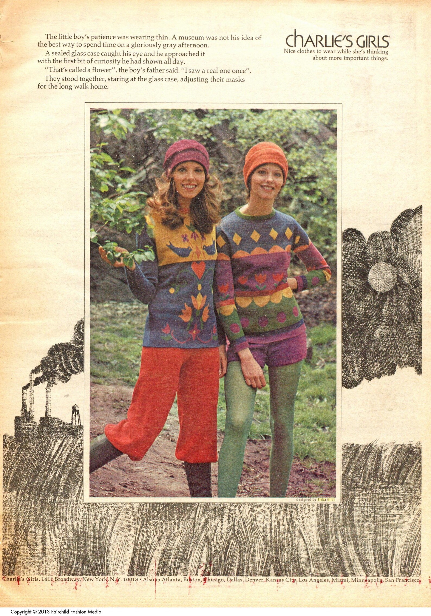 70s Charlie's Girls Colorful Sweater / M