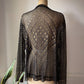 20s Assuit Gold Metal & Black Net Open Evening Jacket / S-M