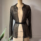 20s Assuit Gold Metal & Black Net Open Evening Jacket / S-M