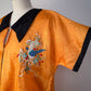 20s Black & Orange Embroidered Silk Pajama Set / S-L