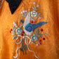 20s Black & Orange Embroidered Silk Pajama Set / S-L