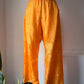 20s Black & Orange Embroidered Silk Pajama Set / S-L