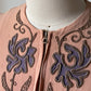 30s Embroidered Zip Front Crop Blouse / XS