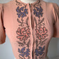 30s Embroidered Zip Front Crop Blouse / XS