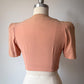 30s Embroidered Zip Front Crop Blouse / XS