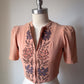 30s Embroidered Zip Front Crop Blouse / XS