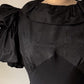 30s Black Moiré Ruffle Sleeve Maxi Dress Gown / S