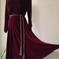 30s Wine Silk Velvet Long Sleeve Bias Cut Dress / S