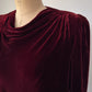30s Wine Silk Velvet Long Sleeve Bias Cut Dress / S