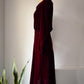 30s Wine Silk Velvet Long Sleeve Bias Cut Dress / S