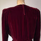 30s Wine Silk Velvet Long Sleeve Bias Cut Dress / S