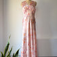 30s Floral Satin Bias Cut Slip Dress / M-L