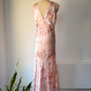 30s Floral Satin Bias Cut Slip Dress / M-L