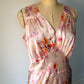 30s Floral Satin Bias Cut Slip Dress / M-L