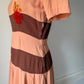40s Carole King Embroidered Dress / S