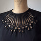 40s Cutout Neckline Black Rayon Blouse Top / M