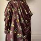 40s Brown Novelty Magic Mirror Floral Print Belted Dress / XS