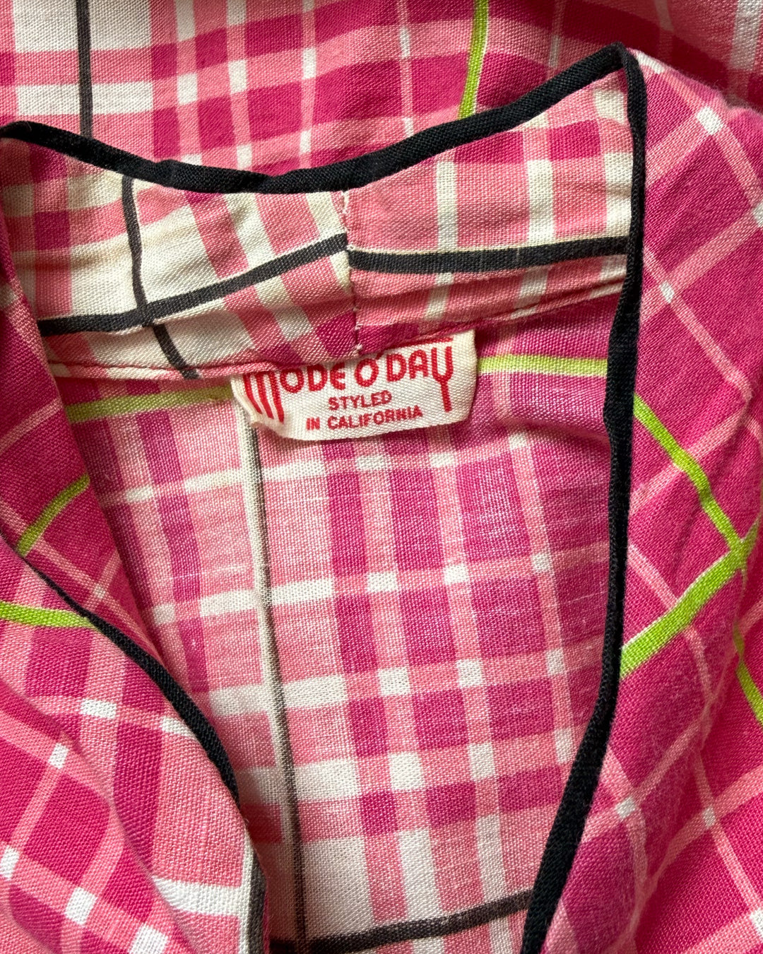 40s Pink Cotton Day Dress / L