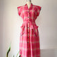 40s Pink Cotton Day Dress / L