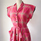 40s Pink Cotton Day Dress / L