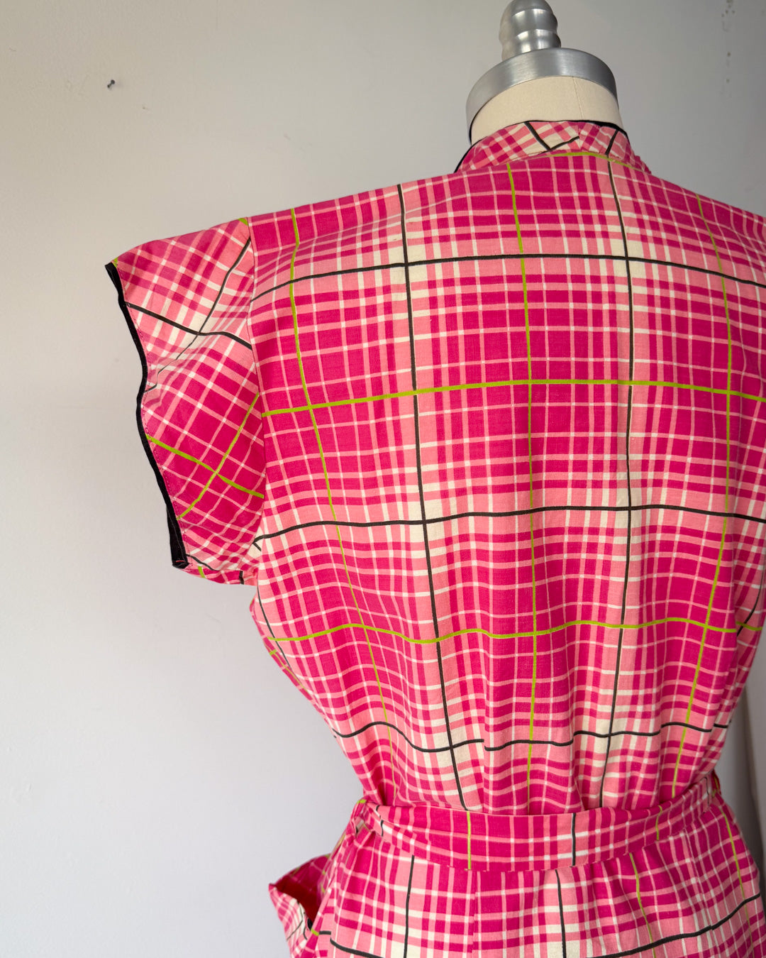 40s Pink Cotton Day Dress / L
