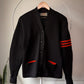 40s Black & Orange Wool Varsity Cardigan / L