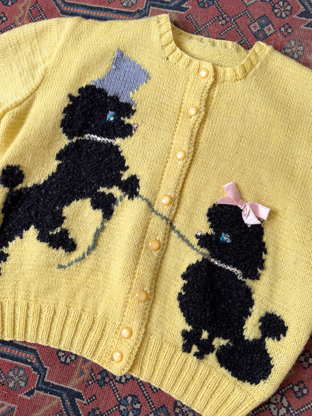 Rare 50s Novelty Poodle Sweater | M