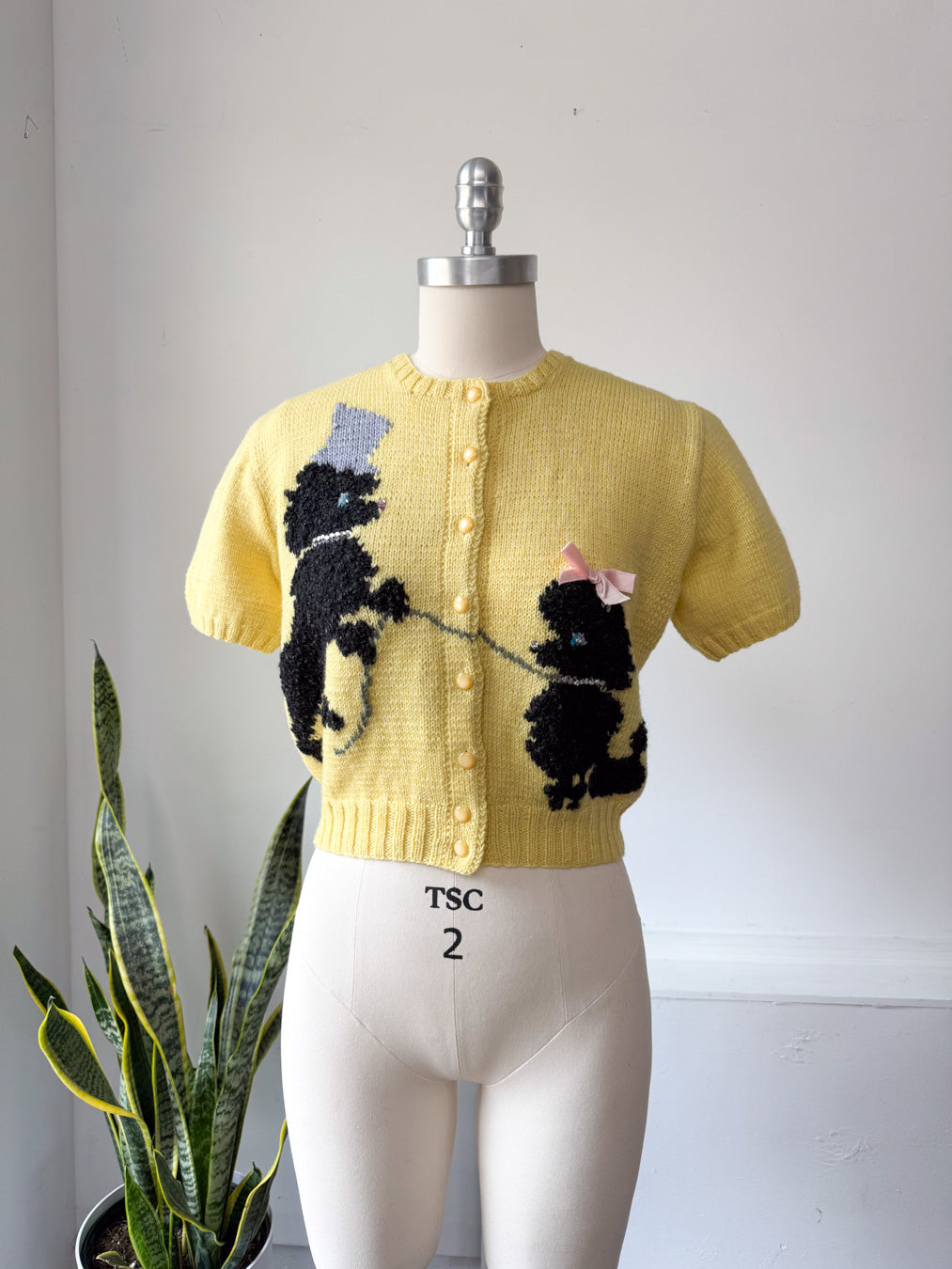 Rare 50s Novelty Poodle Sweater | M